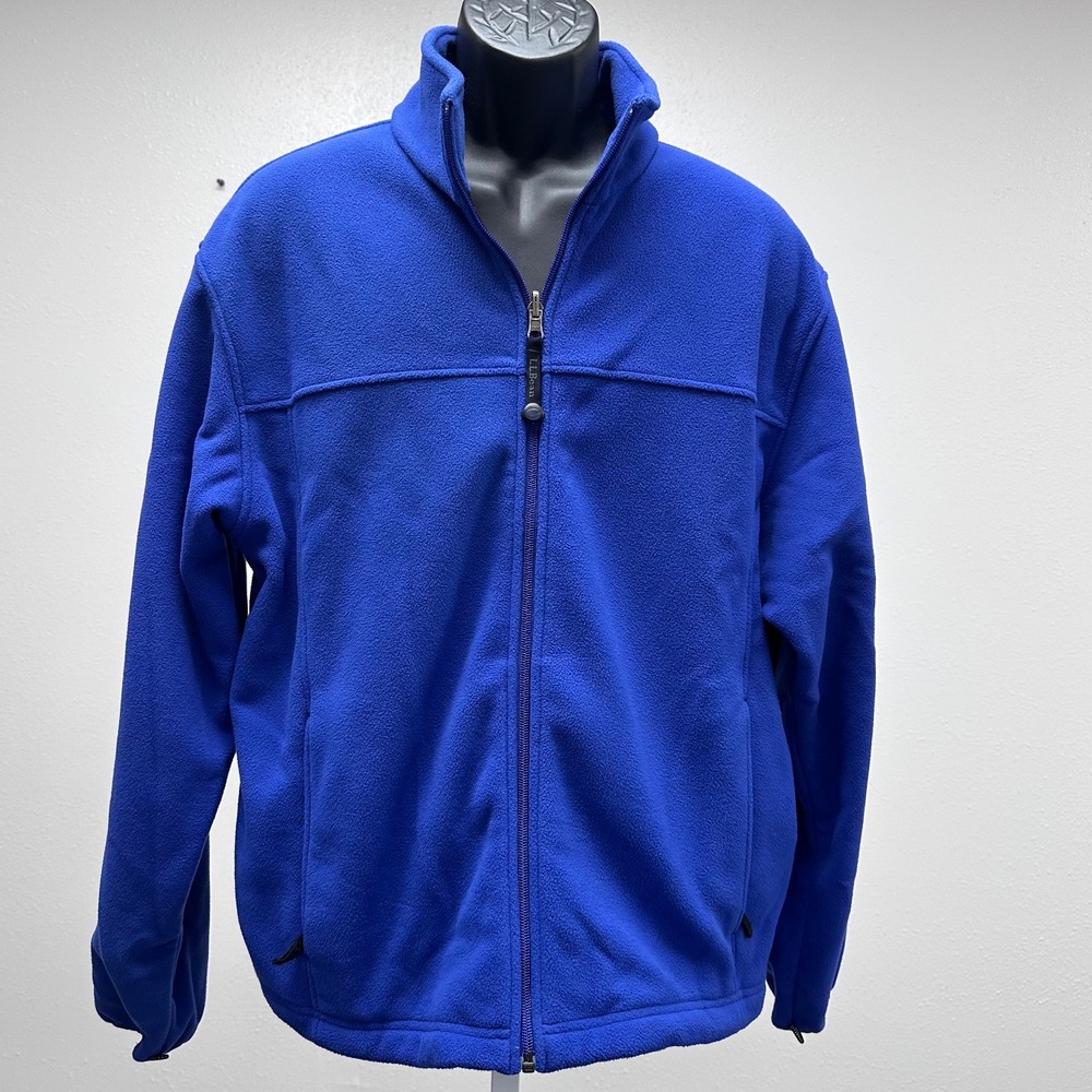 LL‎ Bean Fleece Jacket Full Zip Outdoor Warm Layering Blue Mens L
